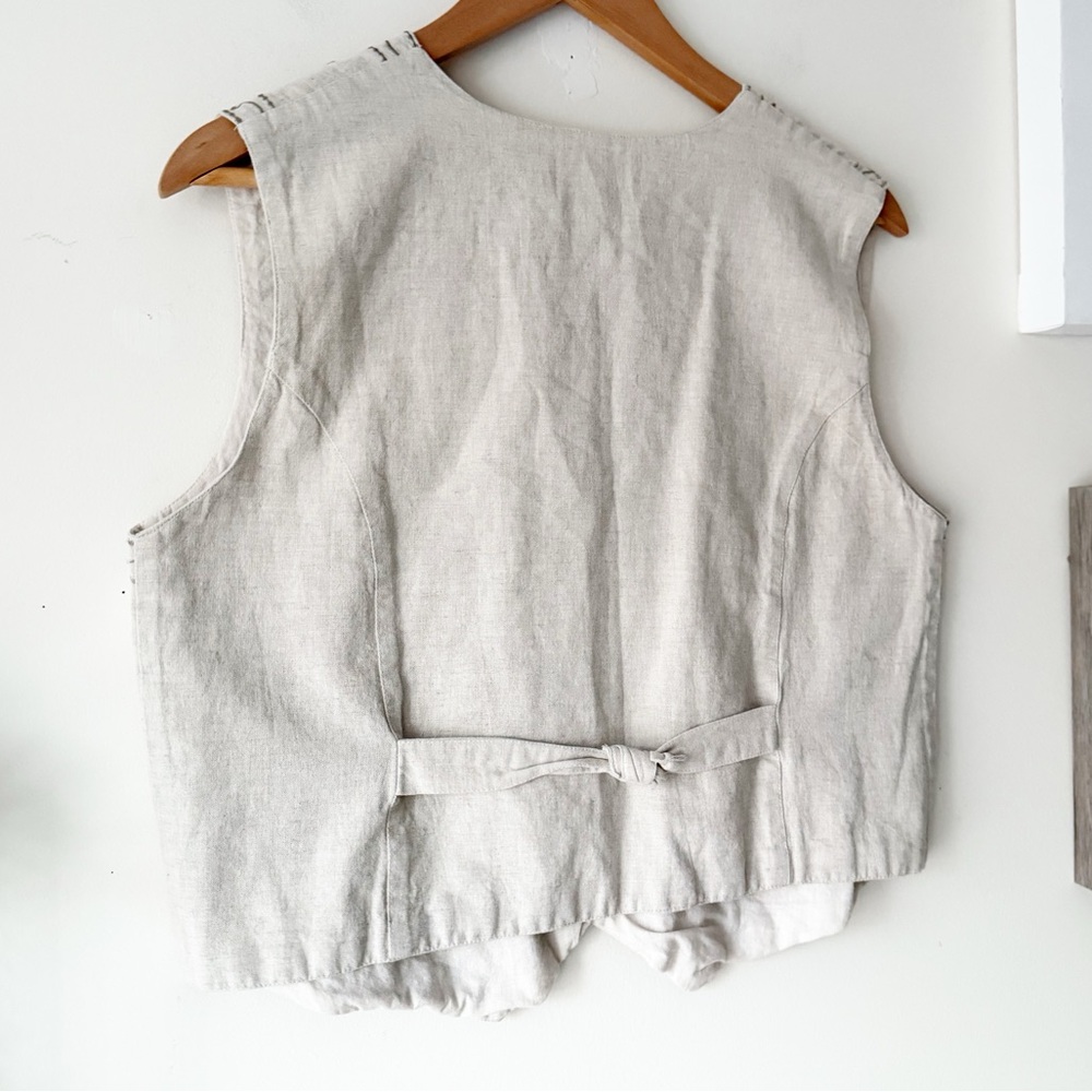 Vintage Cottagecore Floral Embroidered Cotton Linen Folk Vest Boho 90s Revival M - Picture 11 of 13